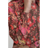 Geisha Blouse Flowers Brown Soft Red