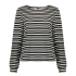 Geisha Top Ajour Striped Black Off White