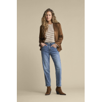 Red Button Longsleeve Shirt Terry Stripe Creme Espresso