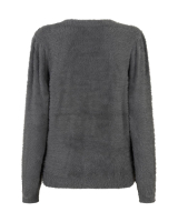 Red Button Sweater Fuzzy Lava Grey