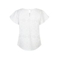 Red Button Top Ajour Ruffle Off White