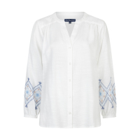 Red Button Blouse White Blue