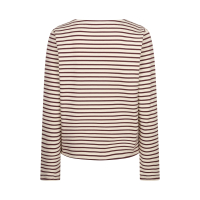 Red Button Longsleeve Shirt Terry Stripe Creme Dark Berry
