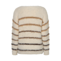 Red Button Trui Fuzzy Stripe Creme Brown
