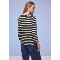 Street One Shirt Knit Striped Shadowed Navy