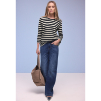 Street One Shirt Knit Striped Shadowed Navy