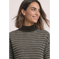 Street One Col Trui Striped Black Coffee