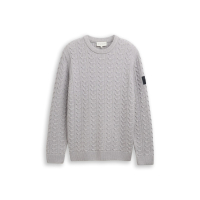 Tom Tailor Trui Cable Grey Off White