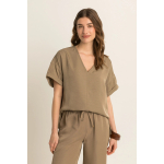 Expresso Blouse Top Mid Brown
