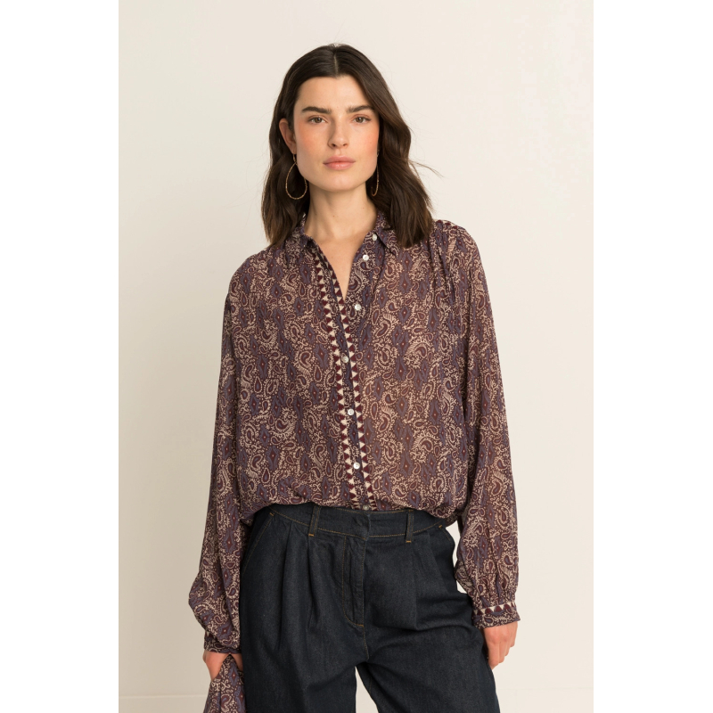 Expresso Blouse Paisley Fudge Dark Red