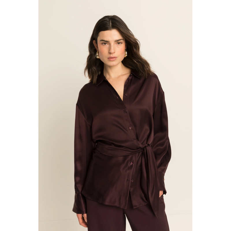 Expresso Blouse Satin Fudge Dark Red