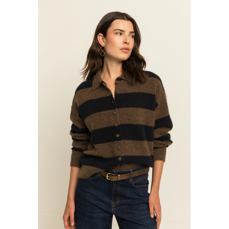 Expresso Vest Stripe Rain Drum Brown