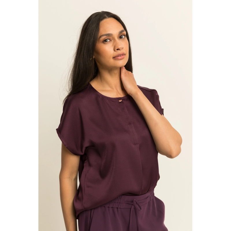 Expresso Blouse Top Fudge Dark Red