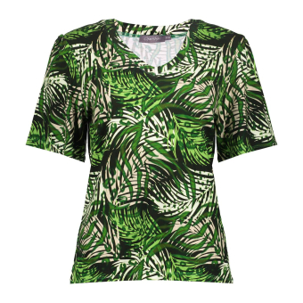 Geisha Top Jungle Green Off White