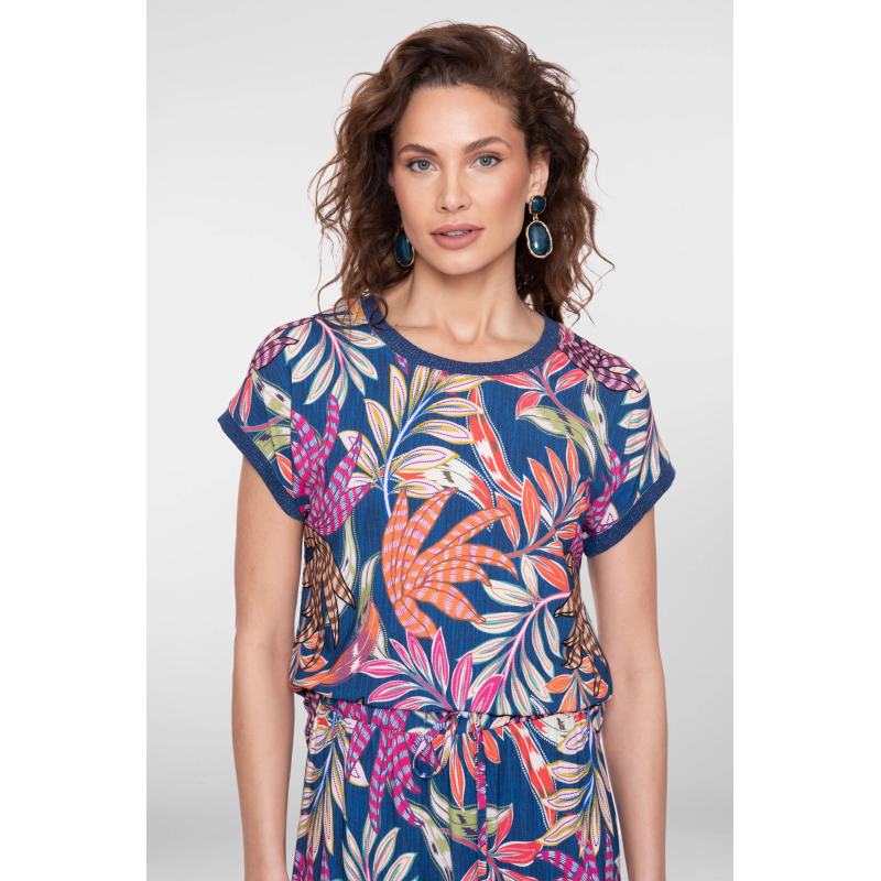 Geisha Top Blue Fuchsia