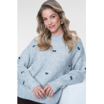 Geisha Pullover Bow Tie Grey Navy