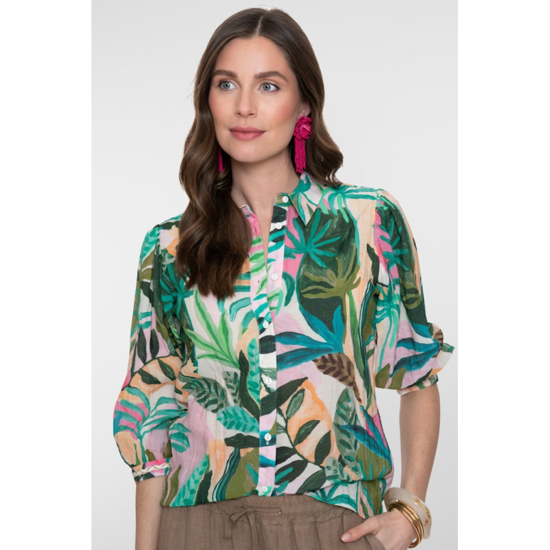 Geisha Blouse Tropical Green Ecru