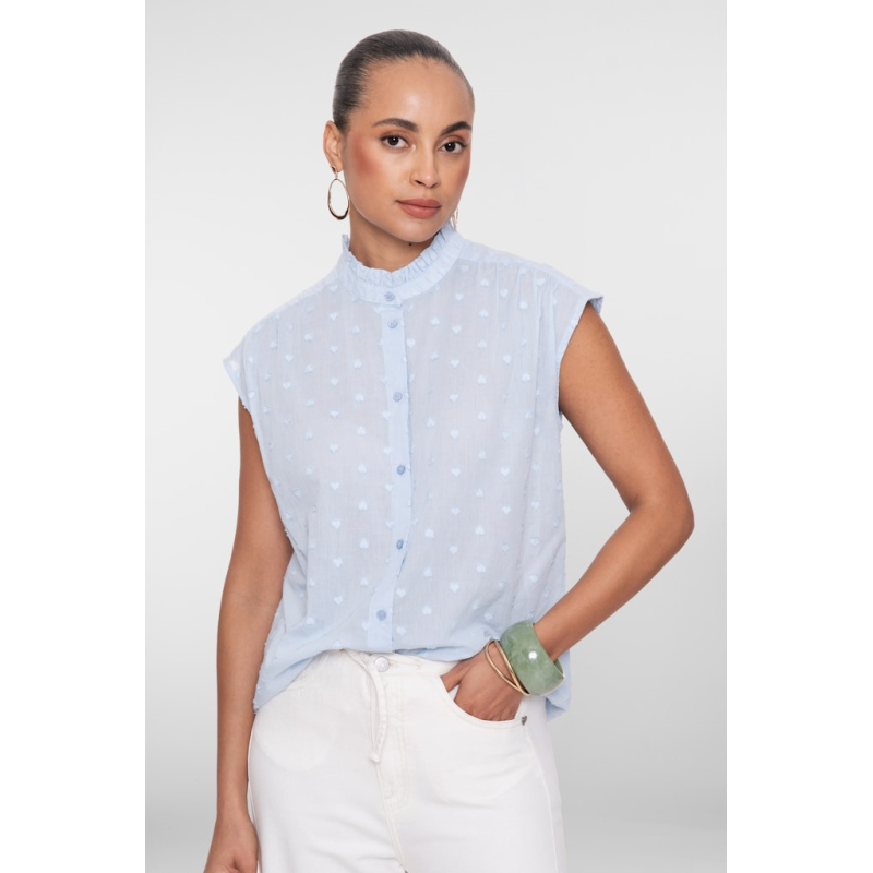 Geisha Blouse Hearts Light Blue