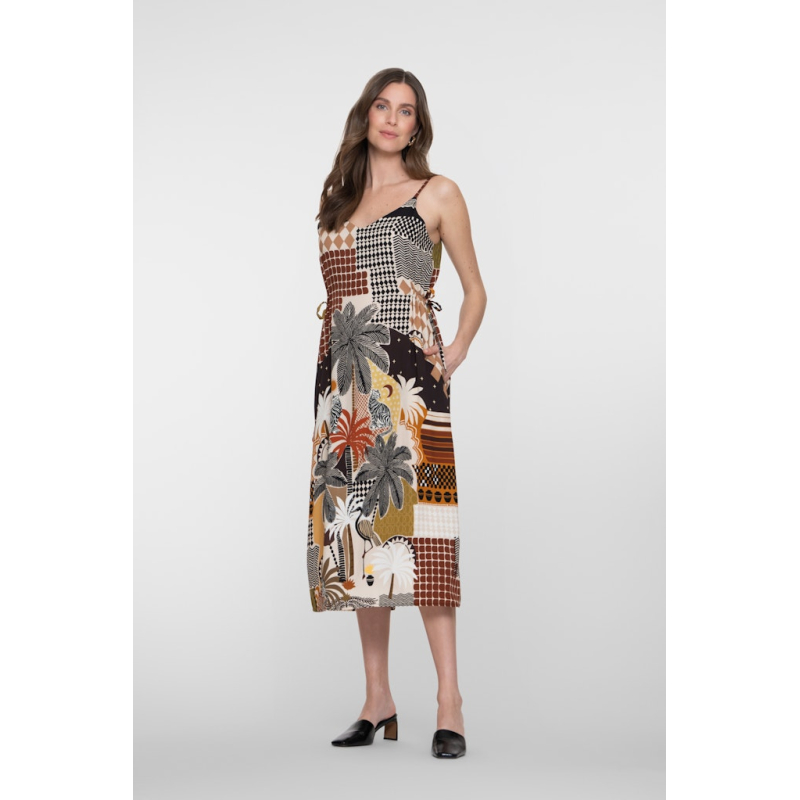 Geisha Jurk Brown Sand Black