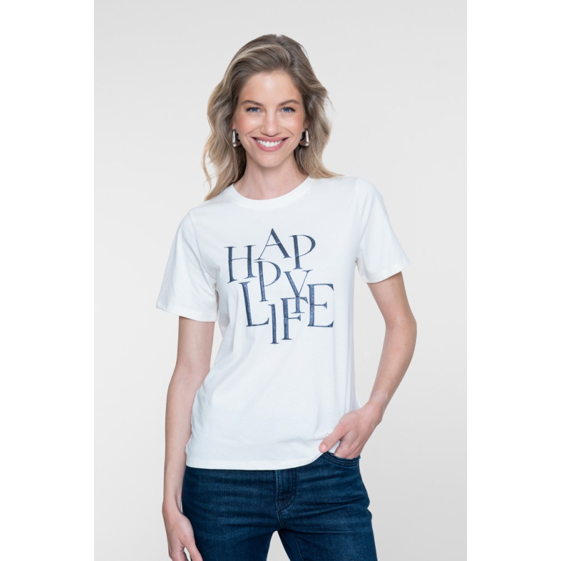 Geisha T-shirt Happy Life Off White