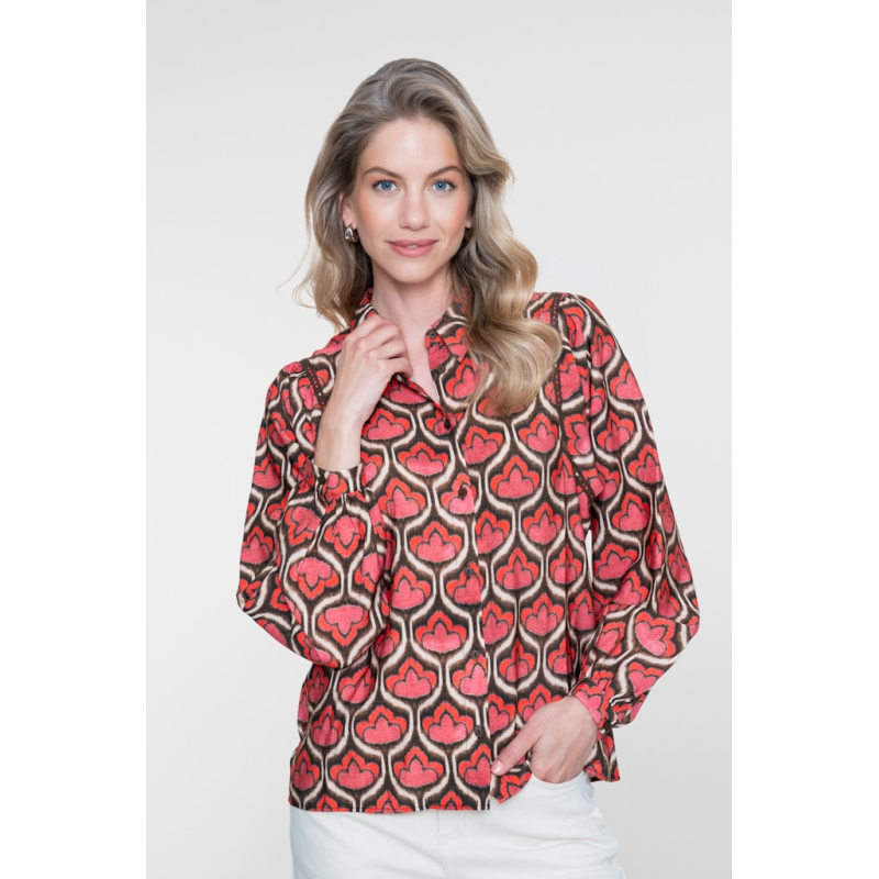 Geisha Blouse Retro Red Brown