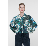 Geisha Blouse Flower Green Blue