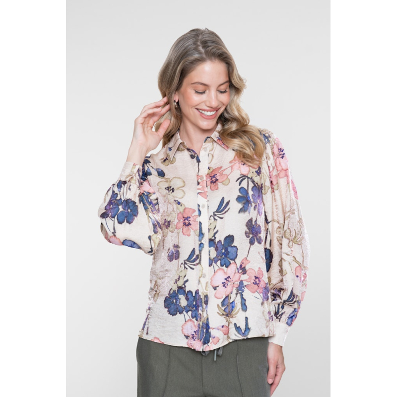 Geisha Blouse Flower Sand Olive