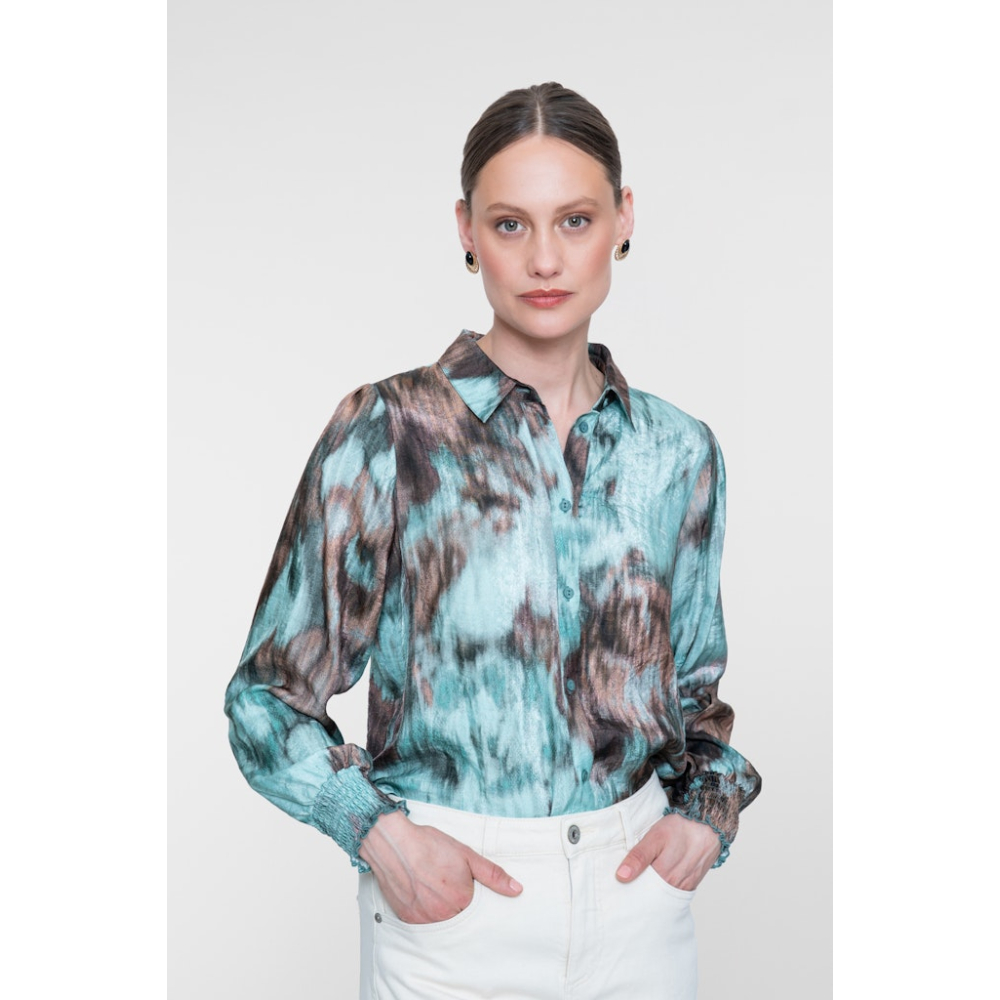 Geisha Blouse Aquarel Camel Mint
