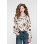 Geisha Blouse Flower Moss Green Ecru