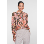 Geisha Blouse Paisley Dark Olive Coral