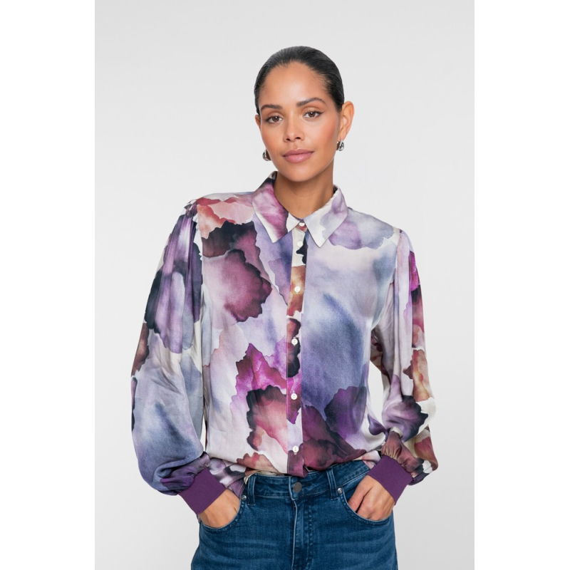 Geisha Blouse Ecru Purple