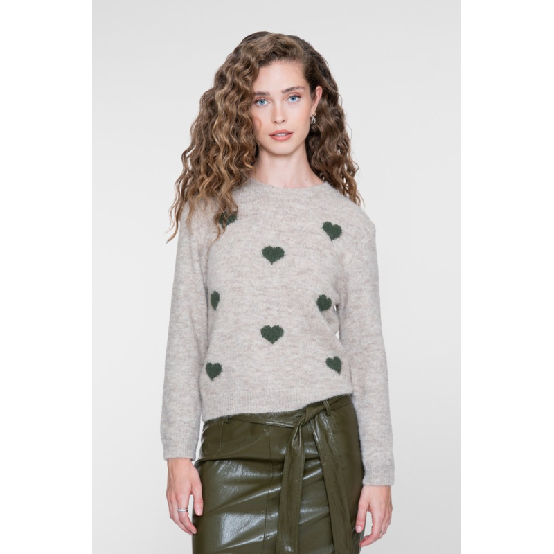 Geisha Pullover Hearts Sand Army