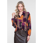 Geisha Blouse Flower Brown Orange