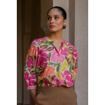 Geisha Blouse Top Ecru Pink