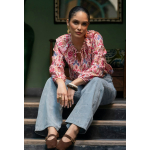 Geisha Blouse Top Pink Cherry Red