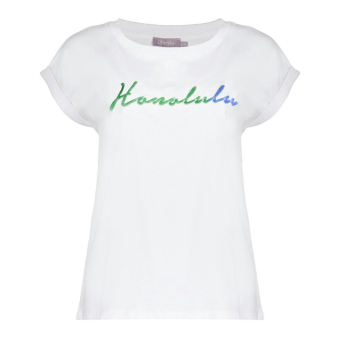 Geisha T-shirt Honolulu Off White Green