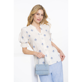 Geisha Blouse Off White Blue
