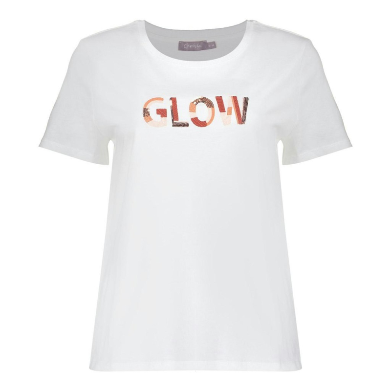 Geisha T-shirt Glow Off White Light Pink