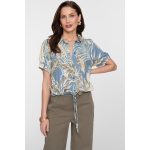 Geisha Blouse Leaf Olive Chambray