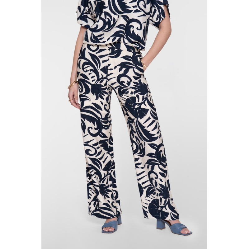 Geisha Broek Flower Navy Off White