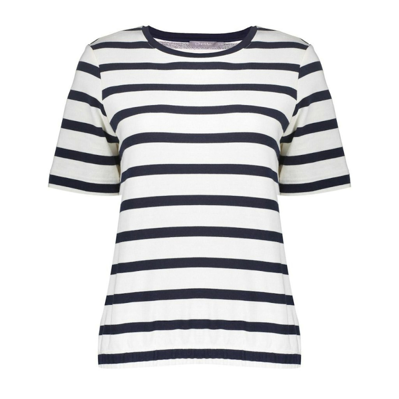 Geisha Top Striped Ecru Navy