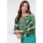 Geisha Blouse Top Jungle Ecru Green