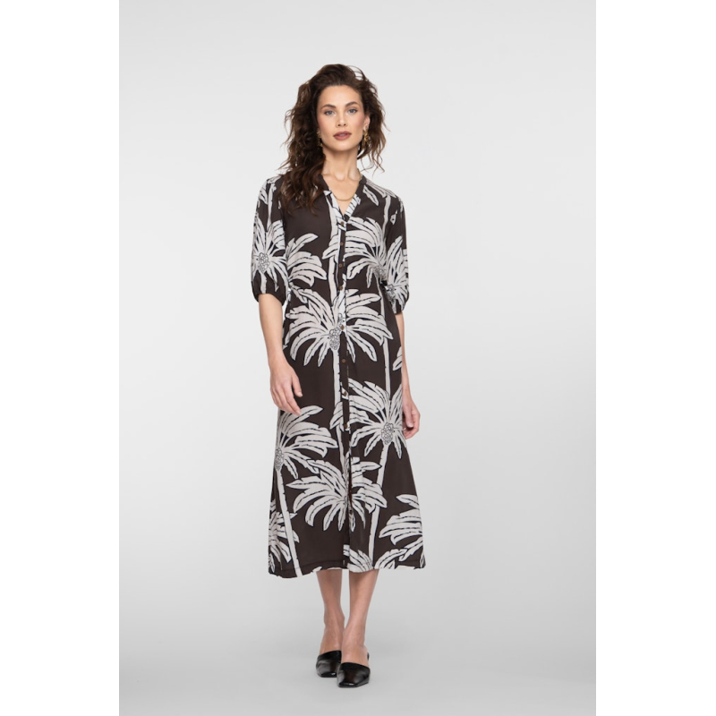 Geisha Jurk Palm Brown Off White