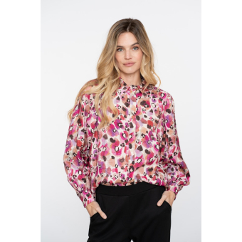 Geisha Blouse Aninal Pink Off White