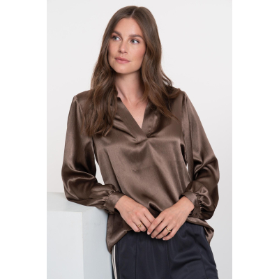 Geisha Blouse Satin Brown