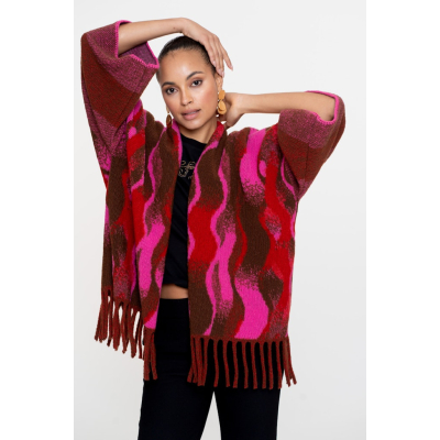 Geisha Poncho Brown Red Geisha Poncho Brown Red
