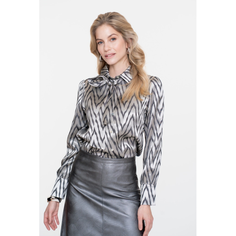 Geisha Blouse Zig Zag Silver Grey