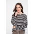 Geisha Top Ajour Striped Black Off White
