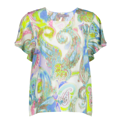 Geisha Blouse Top Paisley Off White Blue Geisha Blouse Top Paisley Off White Blue