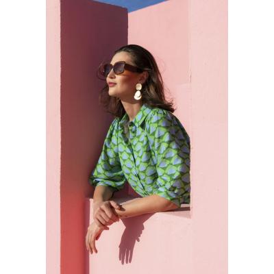 Geisha Blouse Green Blue Geisha Blouse Green Blue